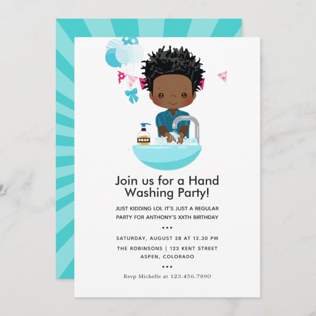 Funny Covid-19 Corona Virus themed Boy Birthday Invitation (Front/Back)