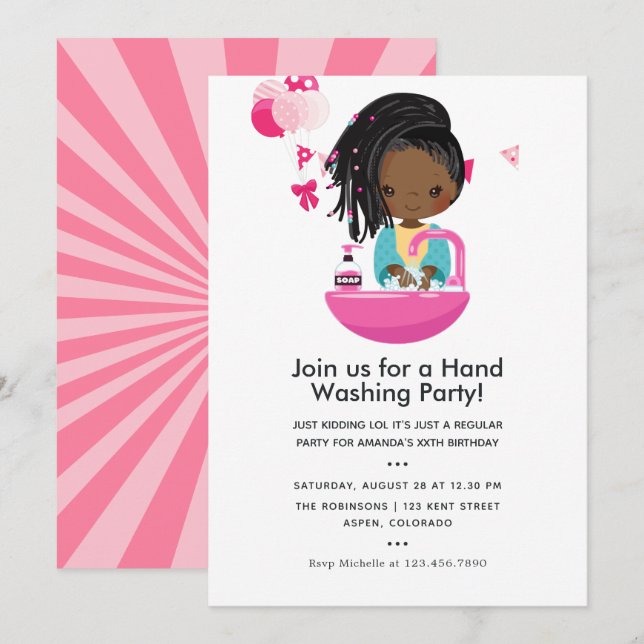 Funny Covid-19 Corona Virus themed Girl Birthday Invitation (Front/Back)