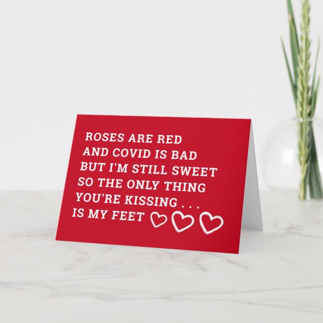 Funny Covid 19 Valentines Day Poem Typography Holiday Card (Front)