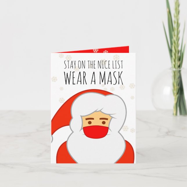 Funny Covid Santa Mask Christmas Holiday Card (Front)