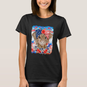 Funny Cow 4th of July USA Flag Sunglasses A Moo Ri T-Shirt