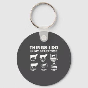 Funny Cow 6 Things I Do In My Spare Time Cows  Key Ring