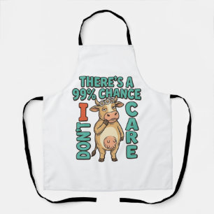 Funny Cow 99% Chance I Dont Care Vintage Graphic_1 Apron