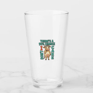 Funny Cow 99% Chance I Dont Care Vintage Graphic_1 Glass
