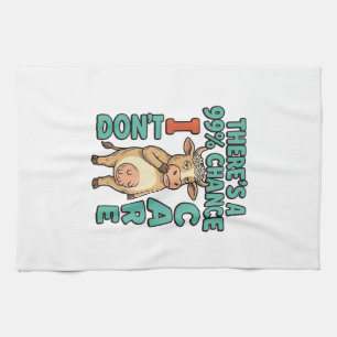 Funny Cow 99% Chance I Dont Care Vintage Graphic_1 Tea Towel