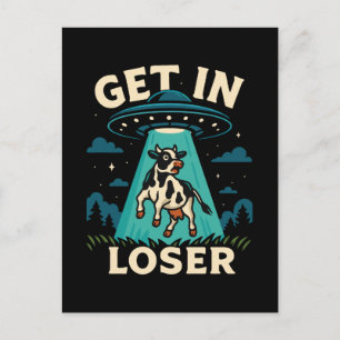 Funny Cow Abduction By UFO  Holiday Postcard