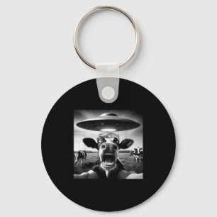 Funny Cow Abduction By Ufo Selfie - Hilarious Alie Key Ring