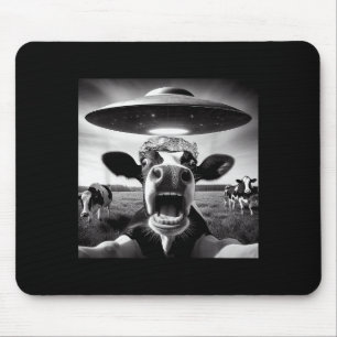 Funny Cow Abduction By Ufo Selfie - Hilarious Alie Mouse Pad