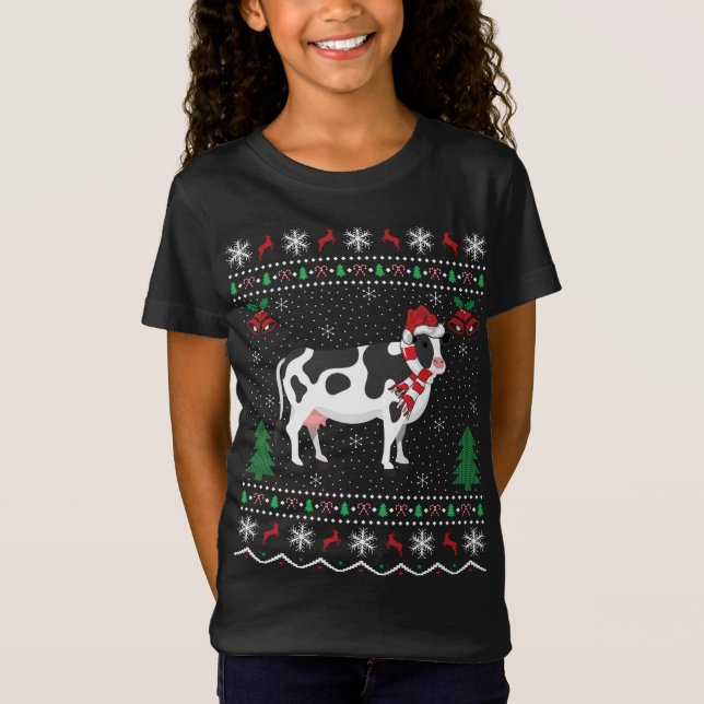 Funny Cow Animal Lover Xmas Gift Ugly Cow Christma T-Shirt (Front)
