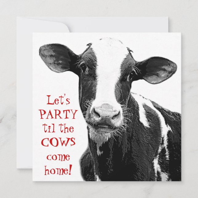 Funny Cow Bachelorette Party or Girl's Night Out Invitation (Front)