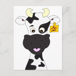 Funny cow cartoon kids postcard