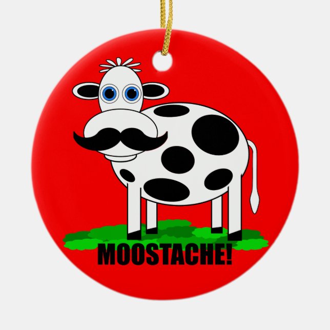 funny cow ceramic tree decoration (Front)