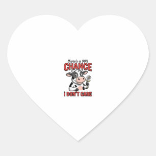 Funny Cow Chance I Don’t Care Vintage Heart Sticker