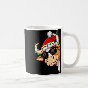 Funny Cow Christmas Cool Longhorn Santa Cow Hat Ho Coffee Mug