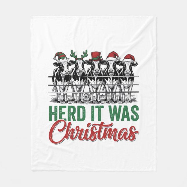 Funny Cow Christmas Vector Design_1 Fleece Blanket (Front)