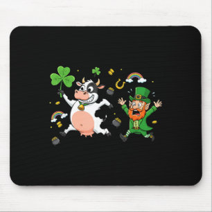Funny Cow Clover St Patricks Day Womens Mens Kids Mouse Pad