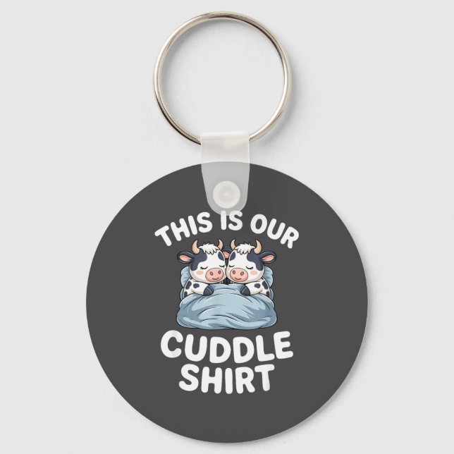 Funny Cow Couple Idea This Is Our Cuddle  Key Ring (Front)