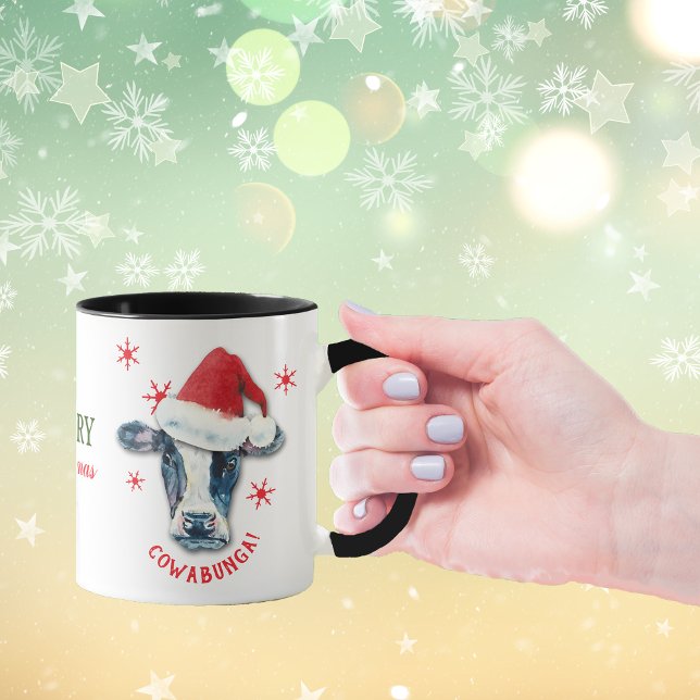 Funny Cow Cowabunga Christmas Coffee Mug (Creator Uploaded)