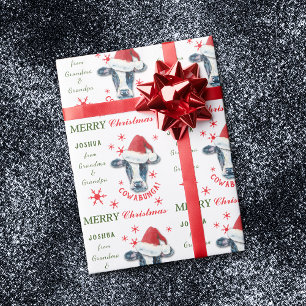 Funny Cow Cowabunga Christmas Personalised Wrapping Paper