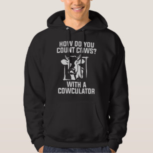 Funny Cow Cowculator Play on Words Farming Pun Ner Hoodie