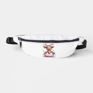 Funny Cow Easter Rabbit Cute Highland Cows Lover E Bum Bags