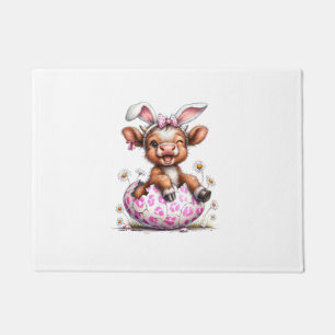 Funny Cow Easter Rabbit Cute Highland Cows Lover E Doormat