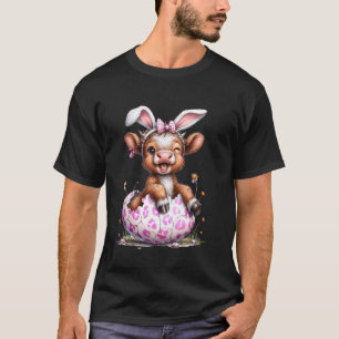 Funny Cow Easter Rabbit Cute Highland Cows Lover E T-Shirt