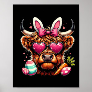 Funny Cow Egg Happy Easter Day Women Girls Kids  Poster
