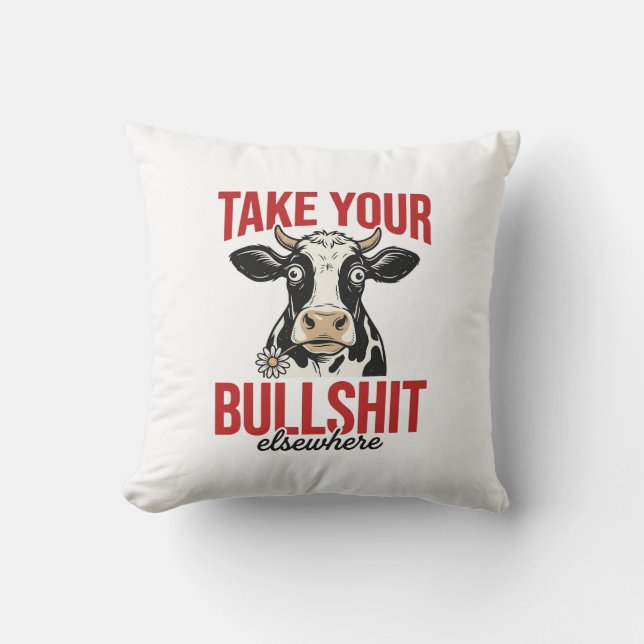 Funny Cow Elsewhere Vintage Shirt Design_ Cushion (Front)