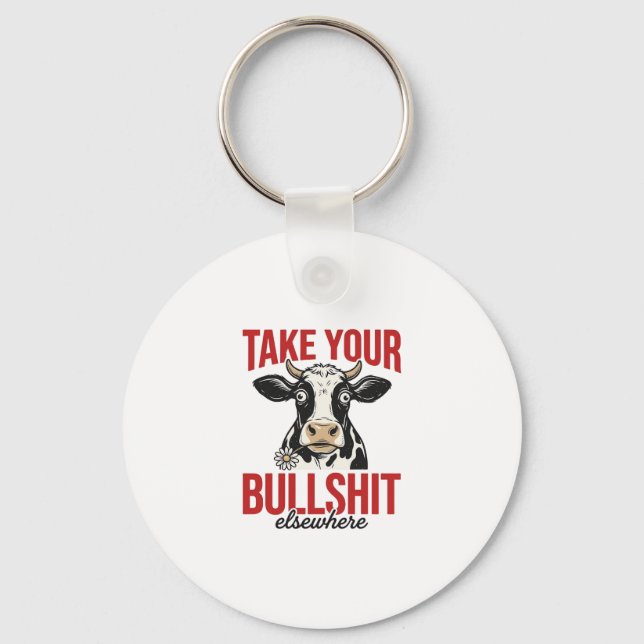 Funny Cow Elsewhere Vintage Shirt Design_ Key Ring (Front)