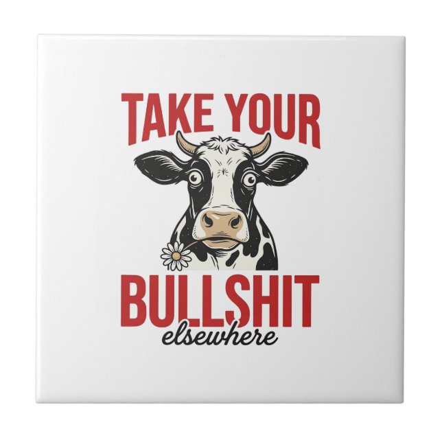 Funny Cow Elsewhere Vintage Shirt Design_ Tile (Front)