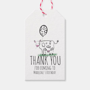 Funny Cow Farm Animal Birthday Party Gift Tags
