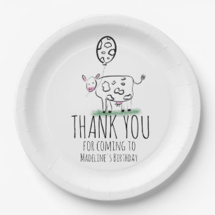 Funny Cow Farm Animal Birthday Party Thank You Paper Plate
