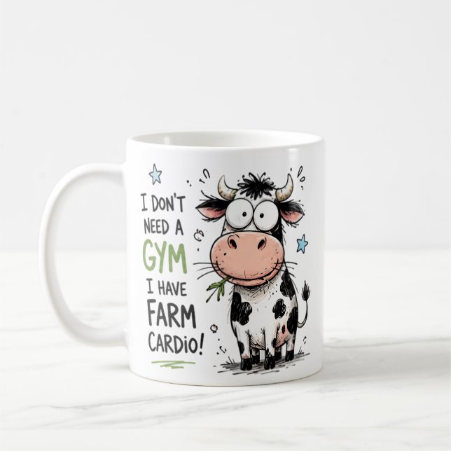 Funny Cow Farm Cardio Coffee Mug (Left)
