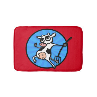 FUNNY COW FIGHTS BACK SMALL BATH MAT