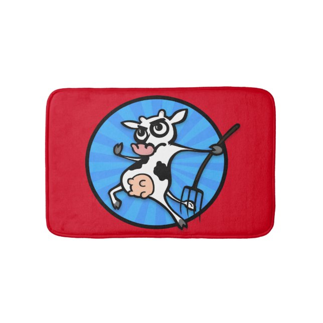 FUNNY COW FIGHTS BACK SMALL BATH MAT (Front)