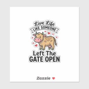 Funny Cow Gate Open Vintage Engraving Shirt Design