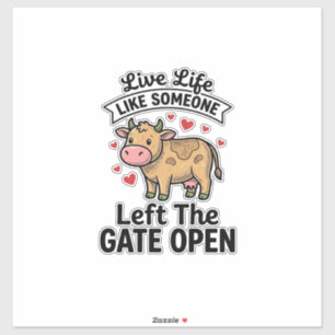 Funny Cow Gate Open Vintage Engraving Shirt Design