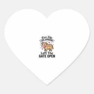 Funny Cow Gate Open Vintage Engraving Shirt Design Heart Sticker