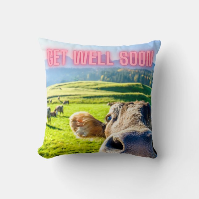Funny Cow Get Well Soon  Cushion (Front)