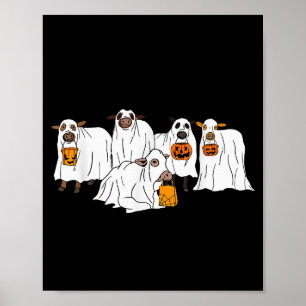Funny Cow Ghost Halloween Farmer Trick Or Treat Co Poster