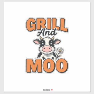 Funny Cow Grill And Moo Vintage T-Shirt Design_1