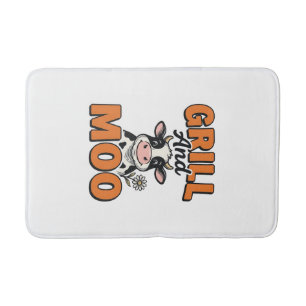 Funny Cow Grill And Moo Vintage T-Shirt Design_1 Bath Mat