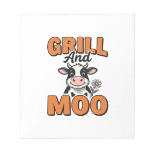Funny Cow Grill And Moo Vintage T-Shirt Design_1 Notepad