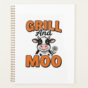 Funny Cow Grill And Moo Vintage T-Shirt Design_1 Planner