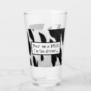 Funny Cow Hide Designated Driver Milk Glass