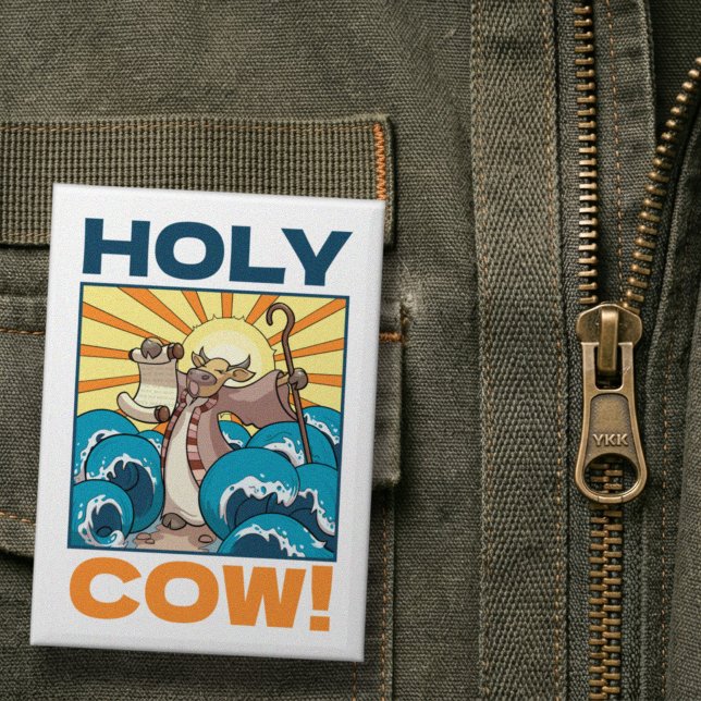 Funny Cow Holy Cow! Visual Pun Animal Cartoon (Creator Uploaded)