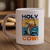 Funny Cow Holy Cow! Visual Pun Animal Cartoon