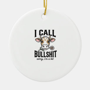 Funny Cow I Call Vintage Shirt Design_1 Ceramic Tree Decoration