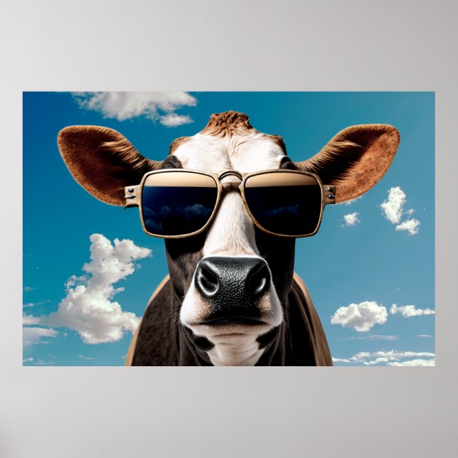 Funny Cow in Sunglasses Poster (Front)